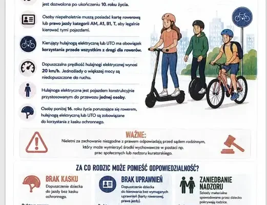 Policja apeluje: nowe zasady dla młodych rowerzystów i użytkowników hulajnóg elektrycznych