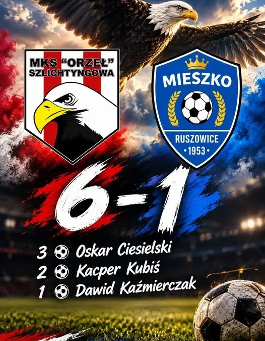 MKS Orzeł Szlichtyngowa rozbija Mieszko Ruszowice 6:1 w emocjonującym meczu