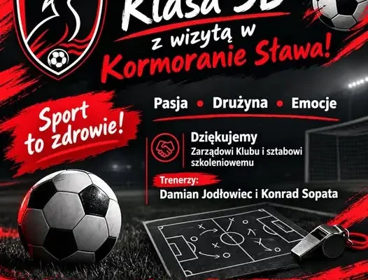 Klasa 3B ze Sława odwiedziła klub piłkarski Kormoran Sława