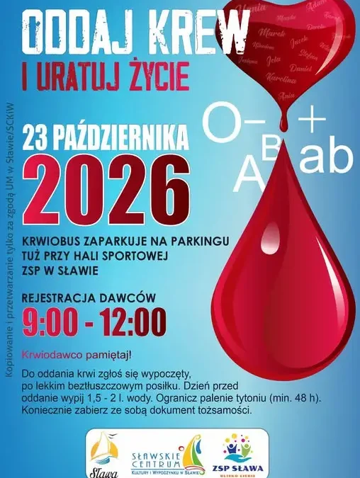 Zbiórka krwi w Słowiu – akcja honorowego krwiodawstwa już 23 października