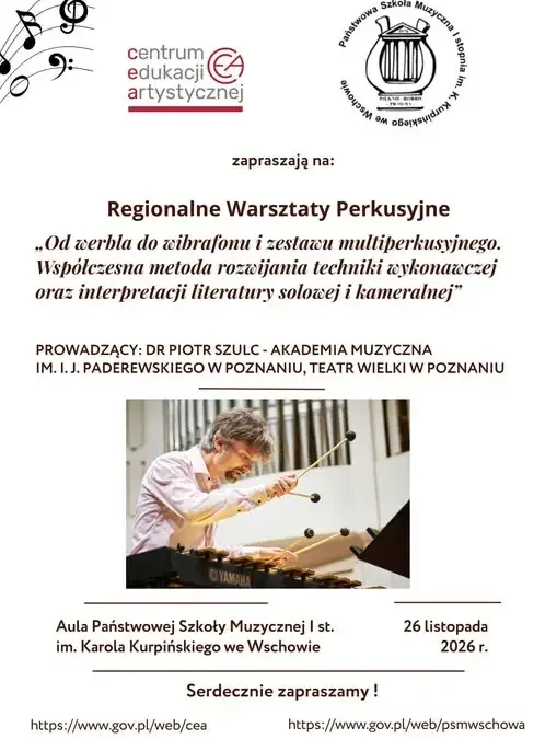 Regionalne warsztaty perkusyjne we Wschowie – zaproszenie dla uczniów i nauczycieli