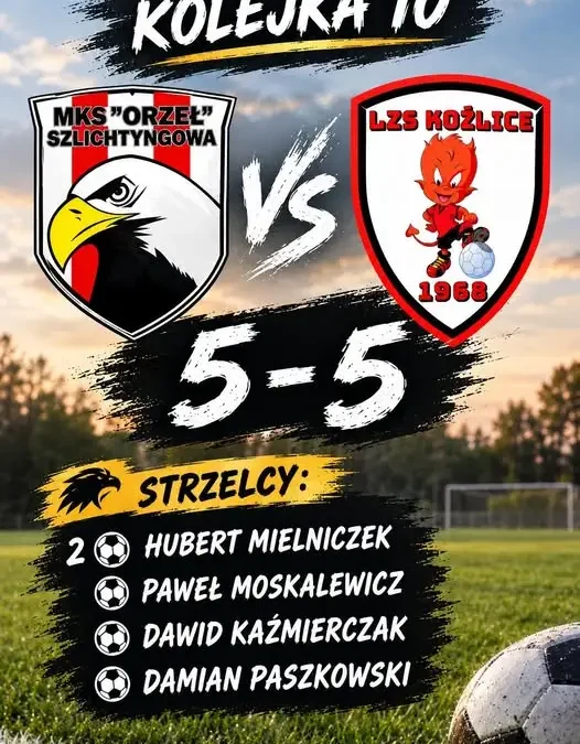Szalony mecz 10. kolejki: Orzeł Szlichtyngowa zremisował 5:5 po emocjonującym pościgu